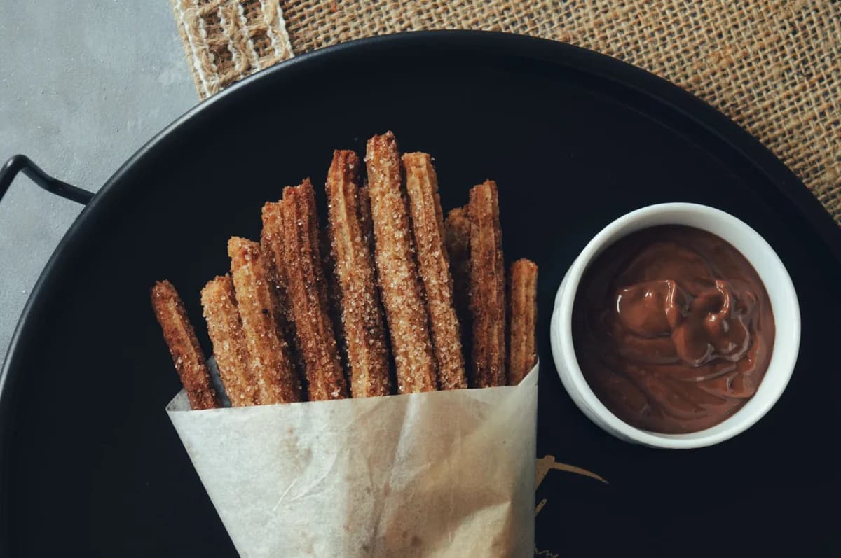 Churros con Chocolate — traditional Spain dish